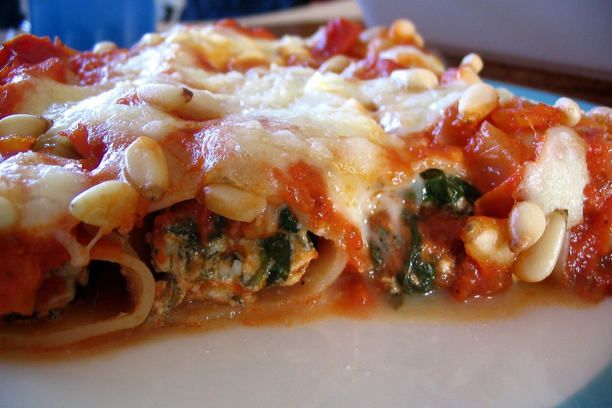 Canelones terminado, listo para servir