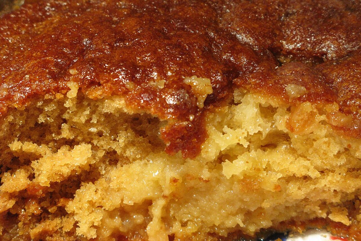 Malva pudding terminado, listo para servir