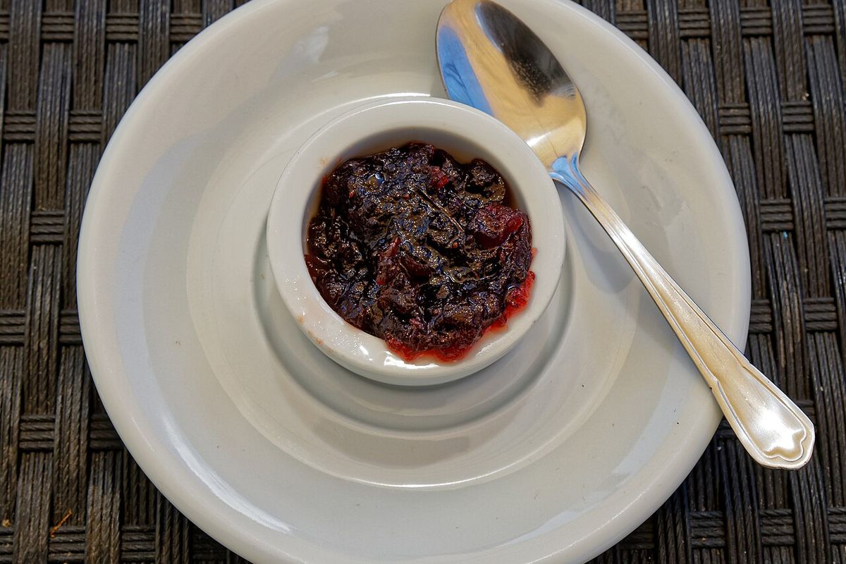 Salsa de arándanos terminado, listo para servir