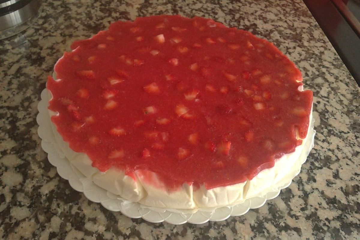 Tarta de queso terminado, listo para servir